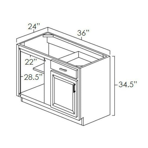 Natural Shaker 40"-45" Blind Corner Base Cabinet