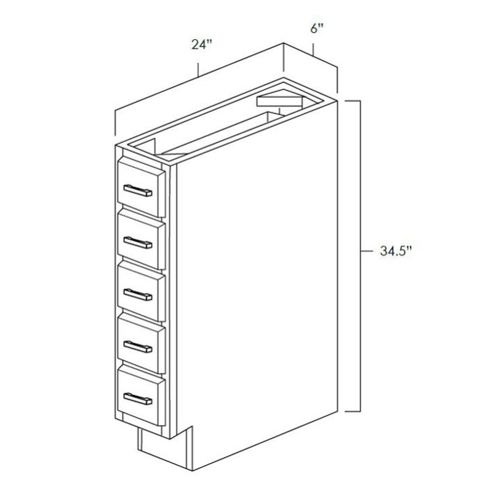 Natural Shaker 6" Base Spice Drawer Cabinet