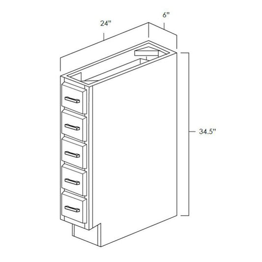 Natural Shaker 6" Base Spice Drawer Cabinet
