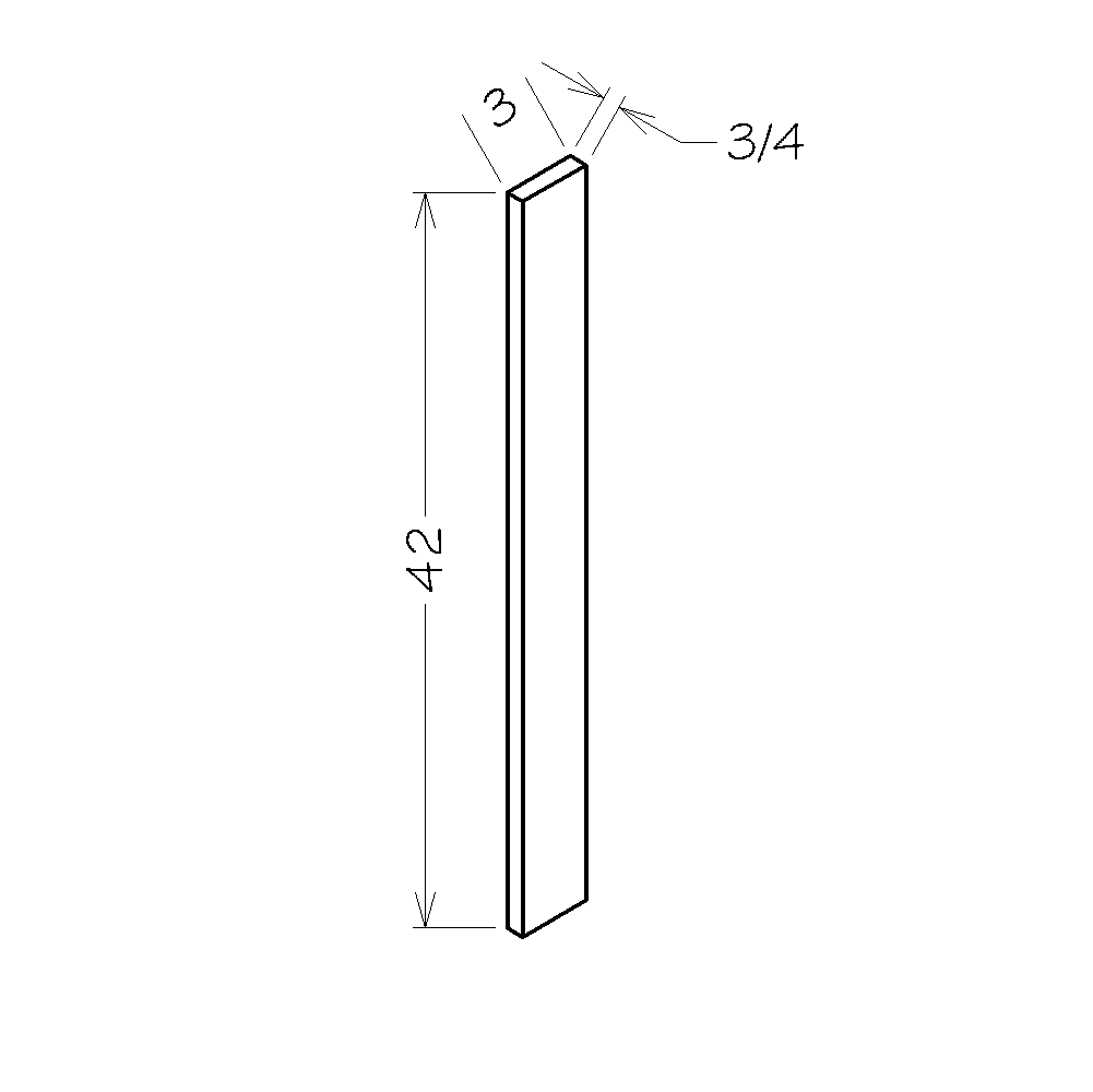White Slim Shaker 3"W x 42"H Base & Wall Filler