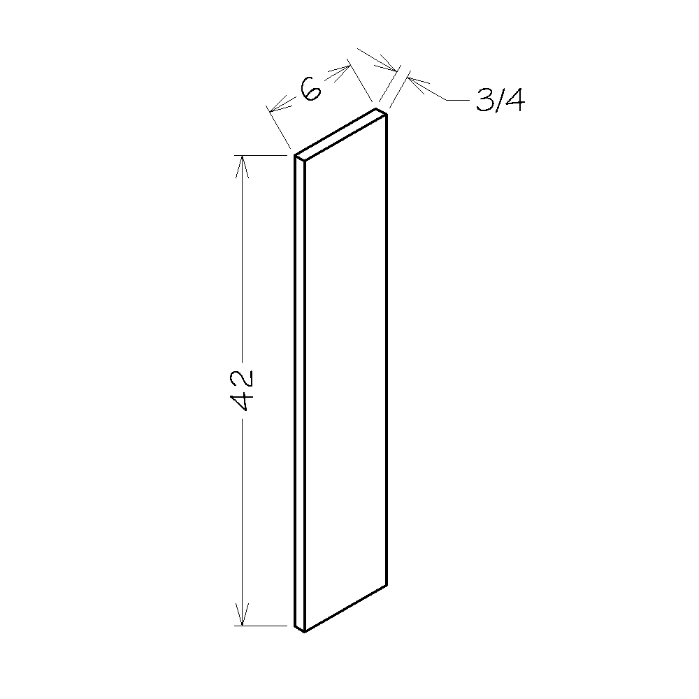 White Slim Shaker 6"W x 42"H Base & Wall Filler