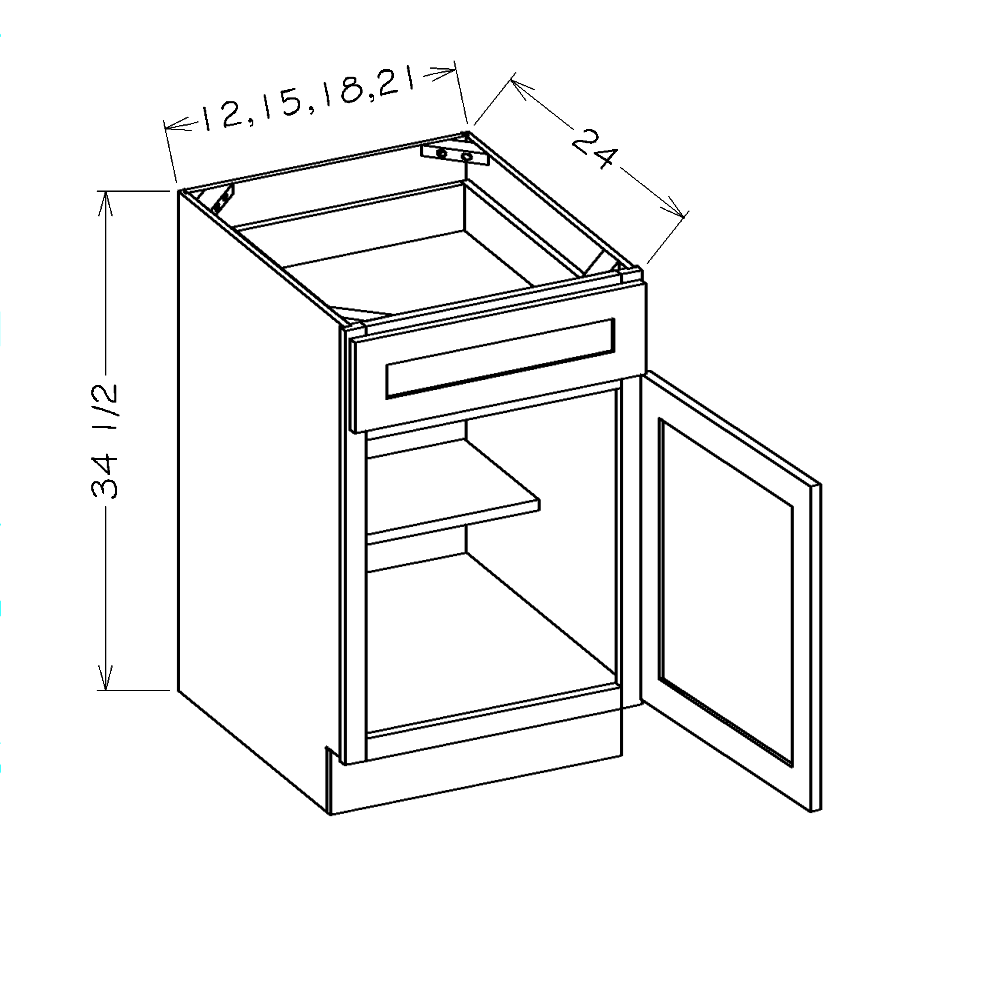 White Slim Shaker 12" Base Cabinet