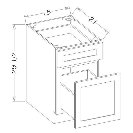 White Shaker 18" 2-Drawer File Base Cabinet