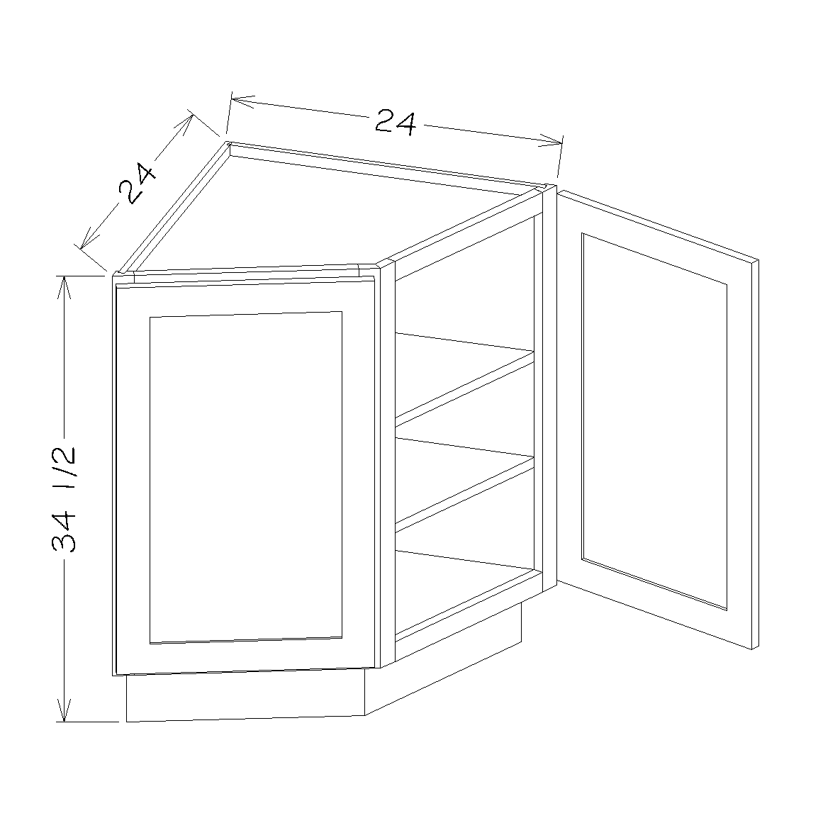 White Slim Shaker 24" Angle Base Cabinet