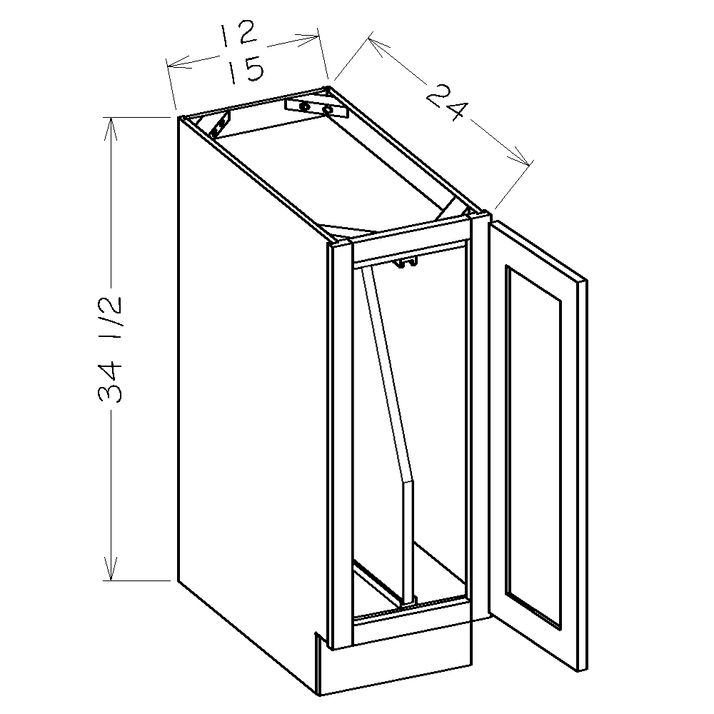 Honey Shaker 18" Full Height Door Base Cabinet w/ Tray Dividers