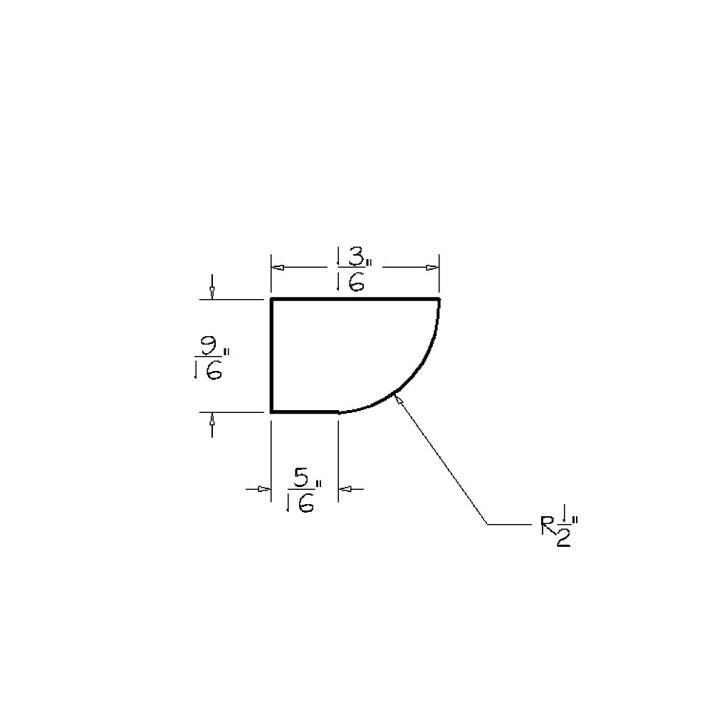 Cinder Shaker 1/2"D x 3/4"H x 96"W Shoe Moulding