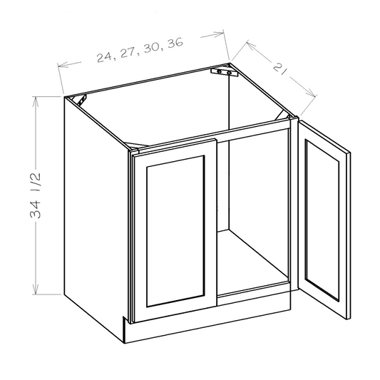 Oxford Mist 24" Full Height Door Vanity Sink Base Cabinet