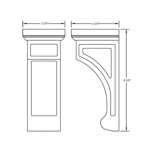 Espresso Shaker Small Corbel 2-3/4" x 8-1/4" x 2-3/4"