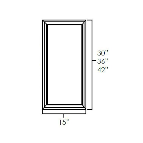 Hickory Shaker 15" x 30" Wall Cabinet Plain Glass Door