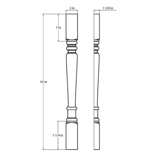 Hickory Shaker 3" x 42" Split Corner Decorative Leg