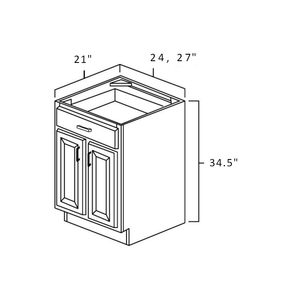 Norris Grey 24" Vanity Sink Base Cabinet