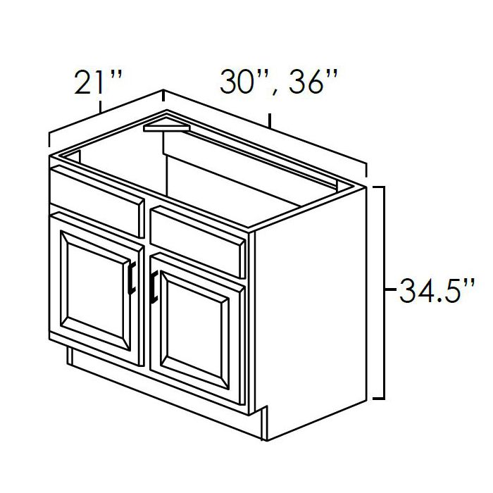 Hickory Shaker 36" Vanity Sink Base Cabinet