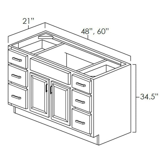 Natural Shaker 48" Bathroom Vanity w/ Drawers for Single Sink