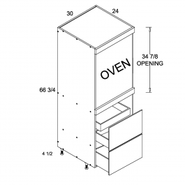 Dark Wood 30" W X 71 1/4" H Tall One Oven With Two Drawer/One Inner Drawer