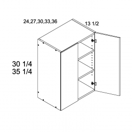 White Wood 30"W x 35 5/16"H x 13.5"D Two Door Wall