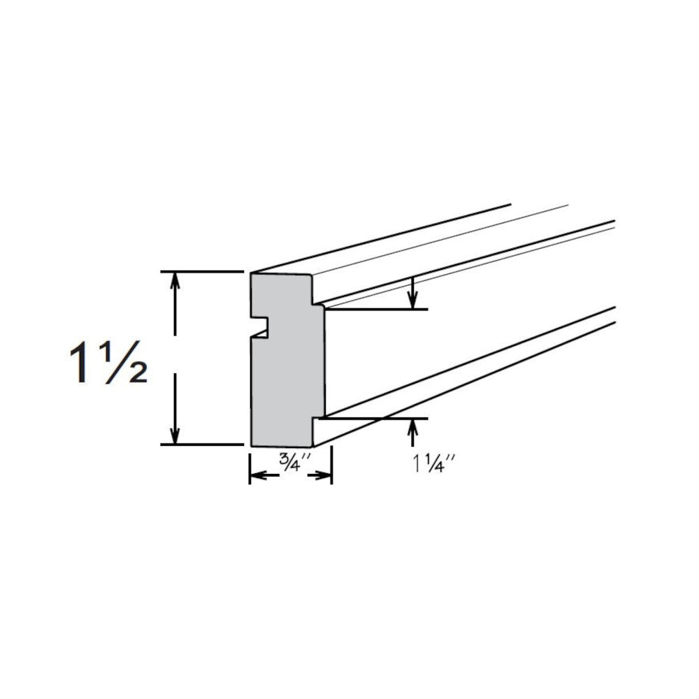 Cream White Shaker Square Chair Rail Molding 1-1/2" x 3/4" x 96"