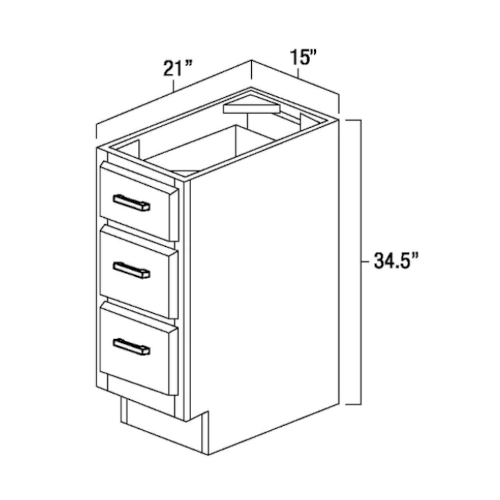 Smoky Gray 15" 3-Drawer Vanity Base