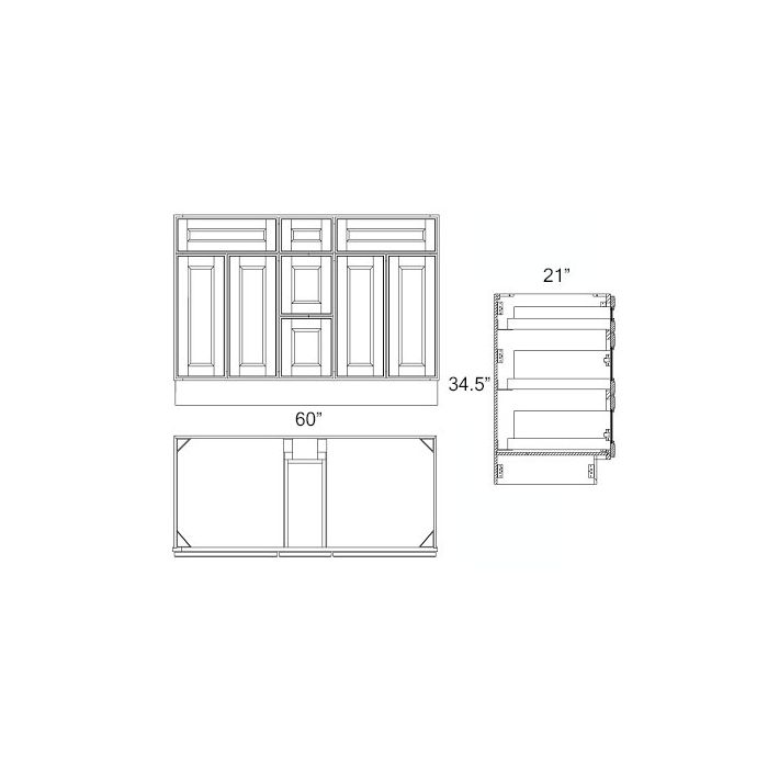 Natural Shaker 60" Bathroom Vanity w/ Drawers for Double Sink