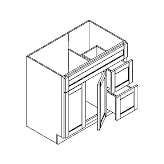 Weston Shaker 36" Bathroom Vanity w/ Drawers on the Right