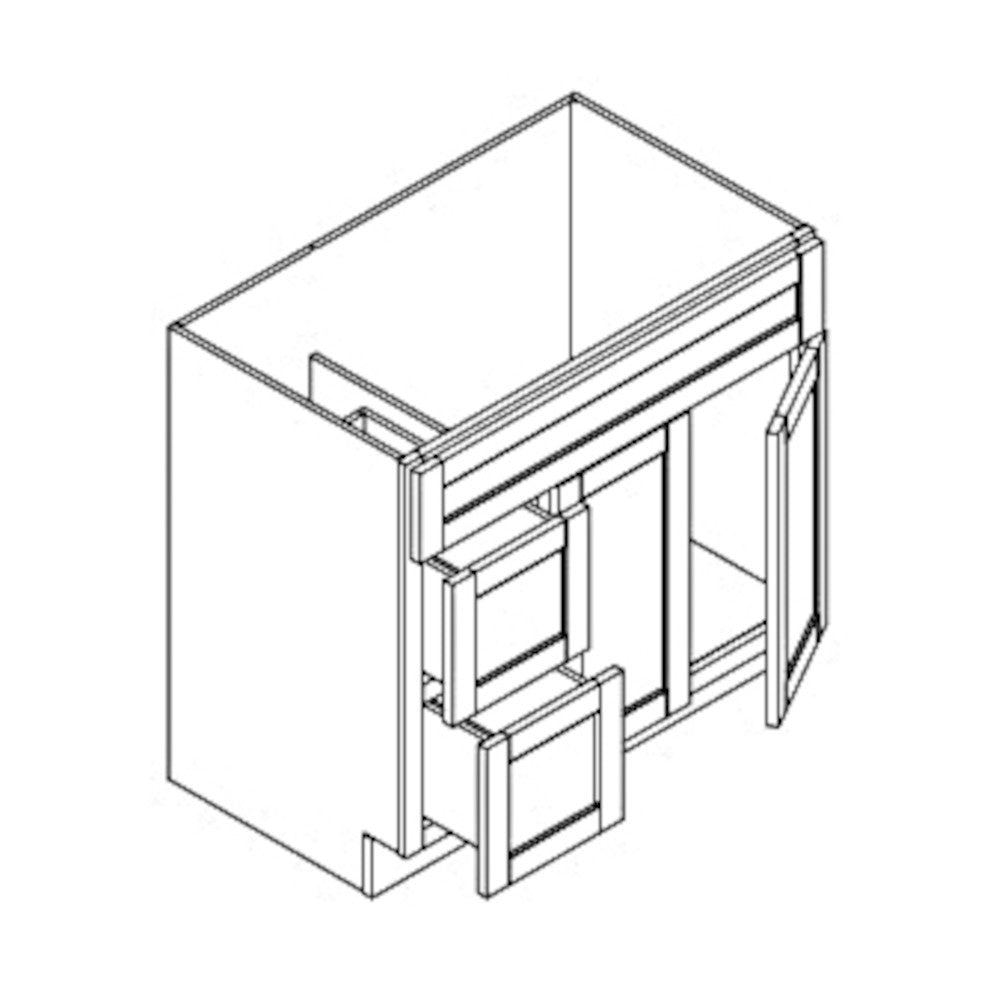Unfinished Shaker 36" Bathroom Vanity w/ Drawers on the Left