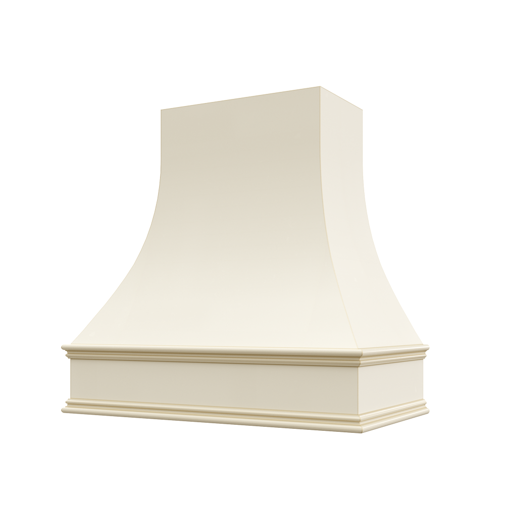 Curved Wood Range Hood with Classic Moulding