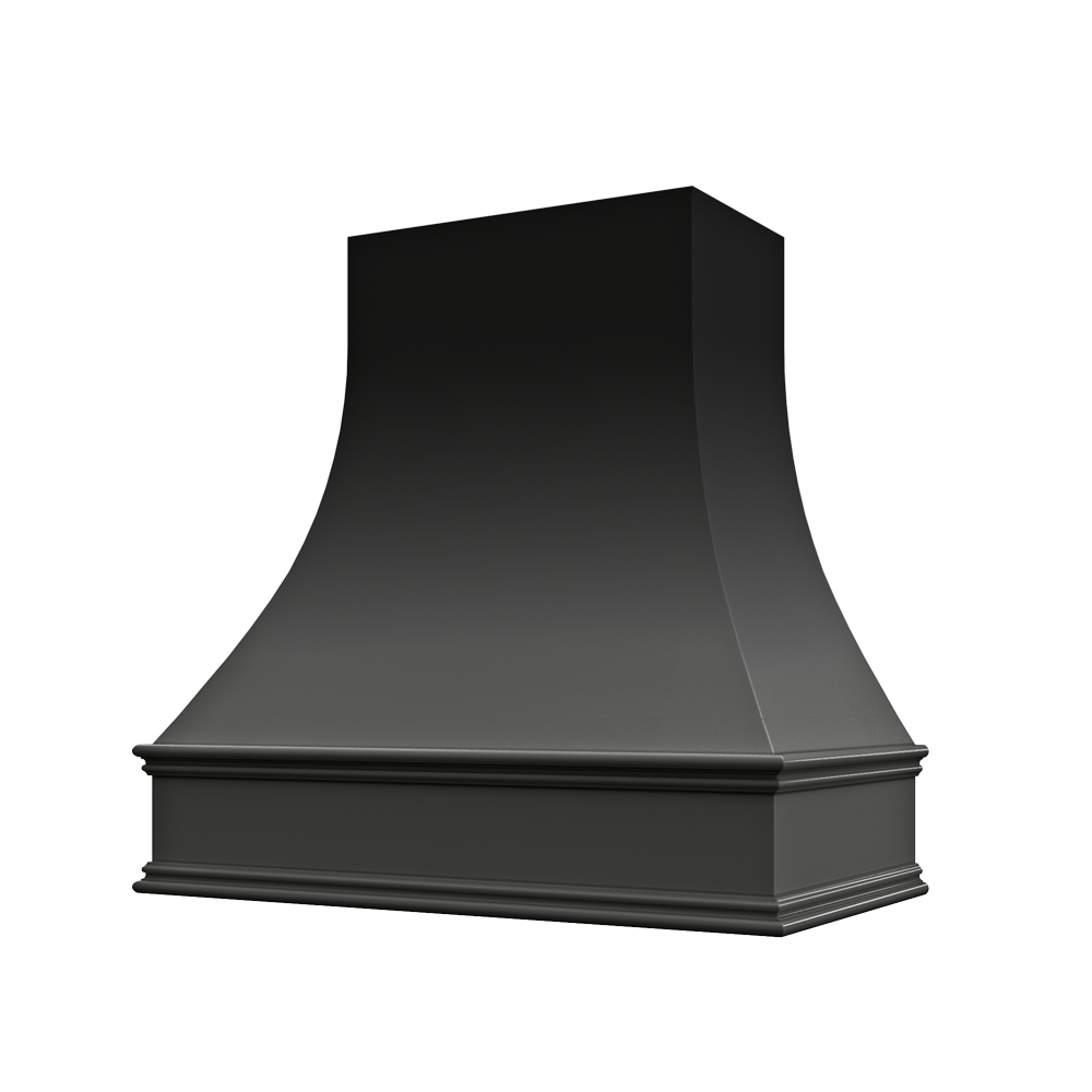 Curved Wood Range Hood with Classic Moulding