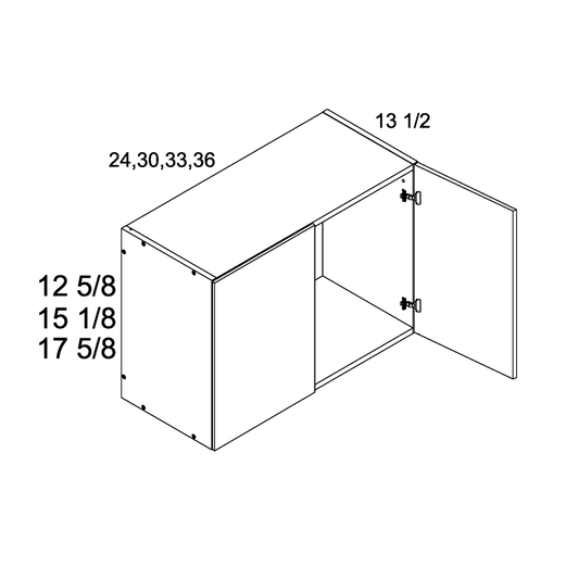 White Wood 36"W x 17 3/4"H x 13 1/2"D Two Door Wall