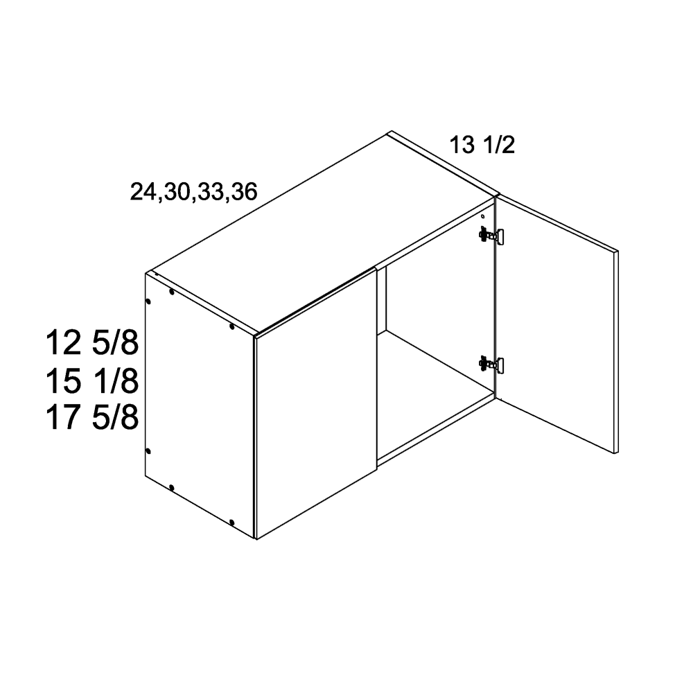 White Wood 36"W x 15-1/8"H x 13 1/2"D Two Door Wall