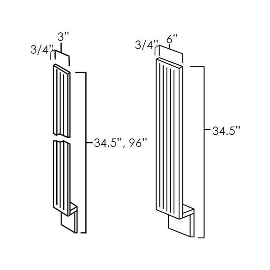 Natural Shaker 3" x 96" Fluted Tall Filler