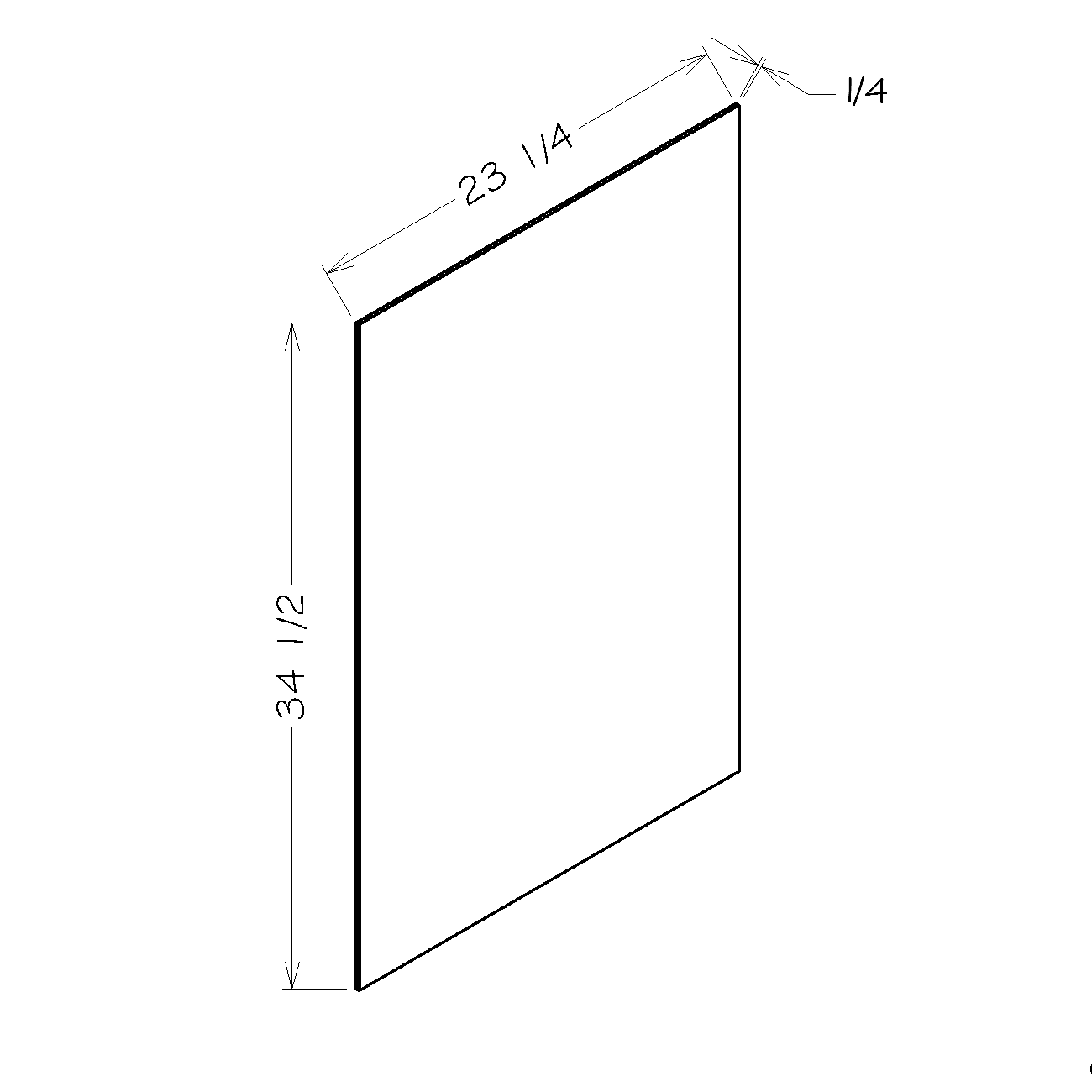 White Slim Shaker 23 1/4"W x 34 1/2"H Base Skin Panel