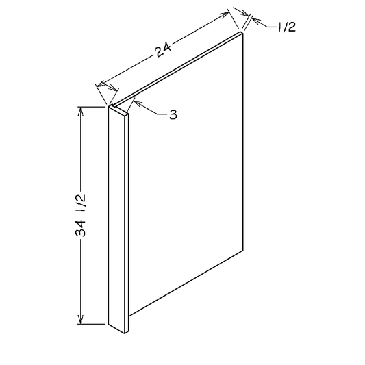 Oxford Toffee 3"W x 34 1/2"H Dishwasher Return Panel