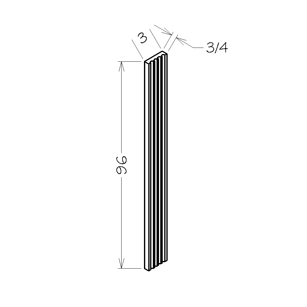 Unfinished Shaker 3" x 96" Fluted Filler
