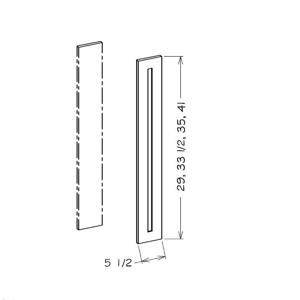 White Slim Shaker 5 1/2 x 41 Filler Overlay