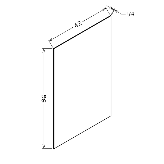 White Shaker 42"W x 96"H Finished Plywood Panel