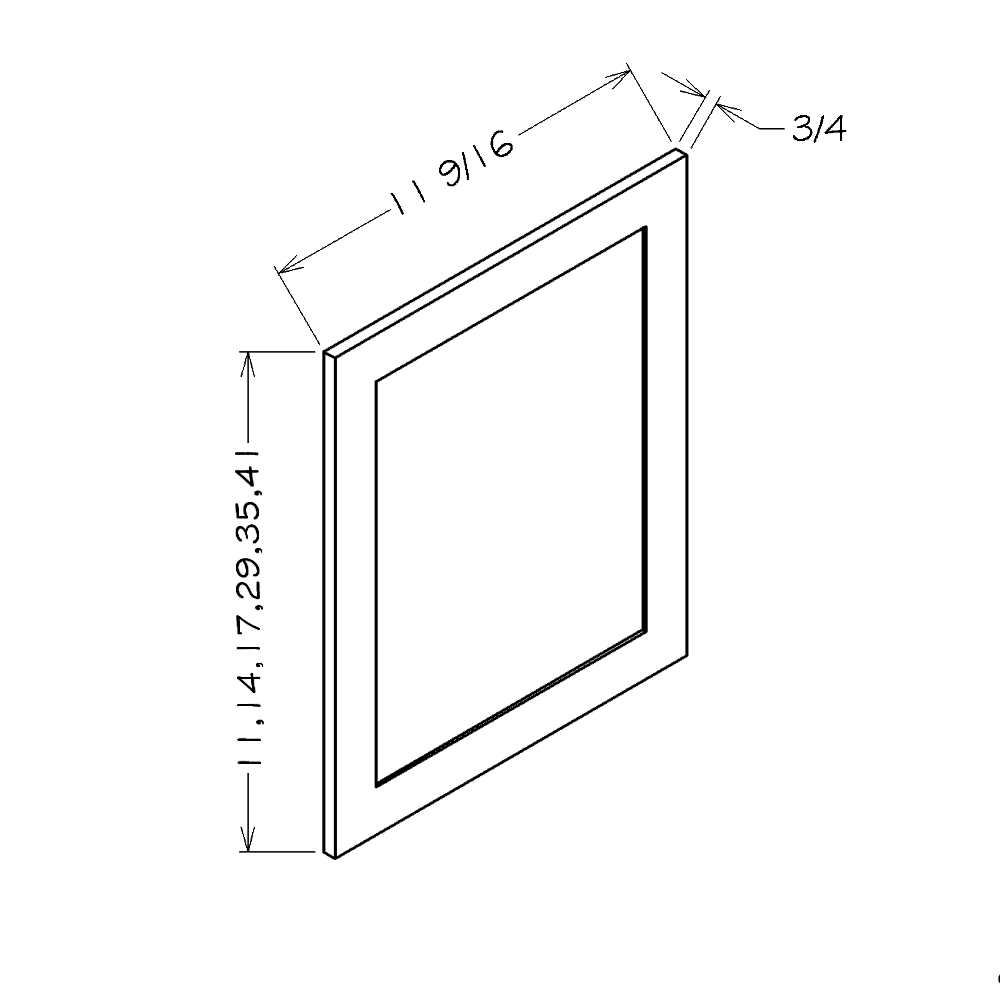 Grey Shaker 11-1/2"W x 29"H Wall Decorative Door Panel