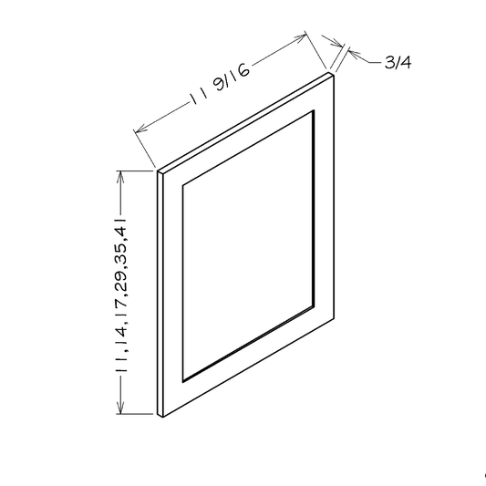 Grey Shaker 11-1/2"W x 29"H Wall Decorative Door Panel