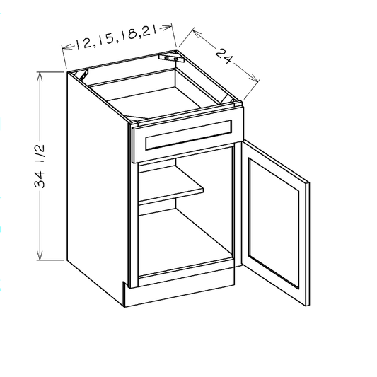 Grey Shaker 15" Base Cabinet