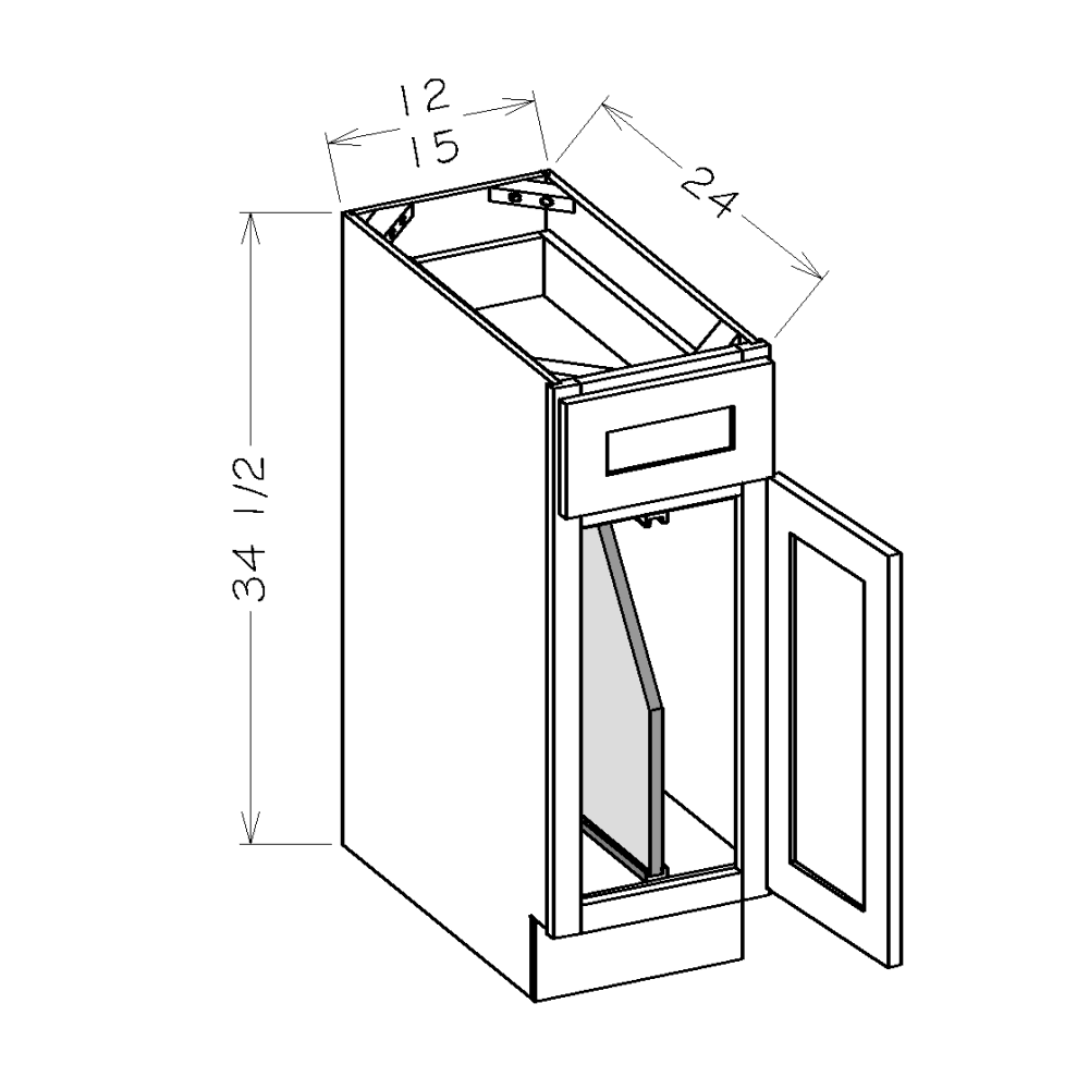 Oxford Sage 15" Base Cabinet w/ Tray Dividers