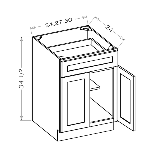 Aria Blue Shaker 24" Base Cabinet