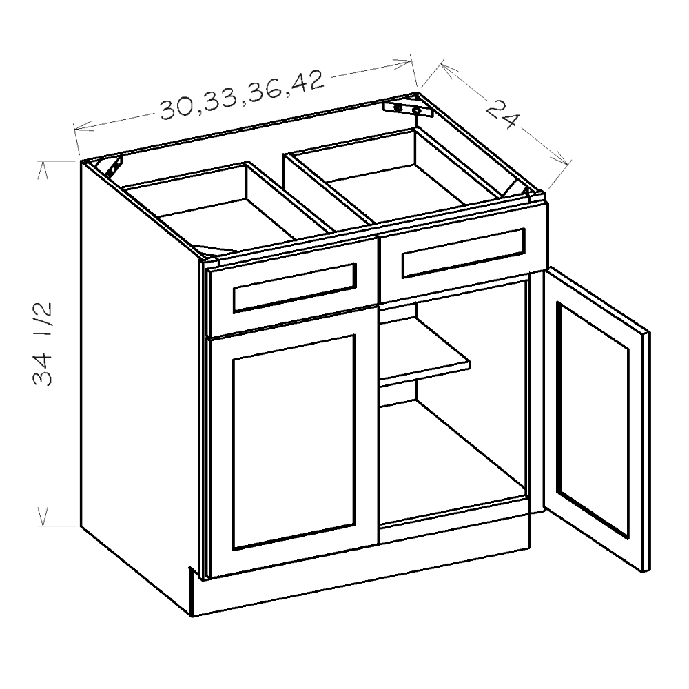 White Slim Shaker 36" Base Cabinet