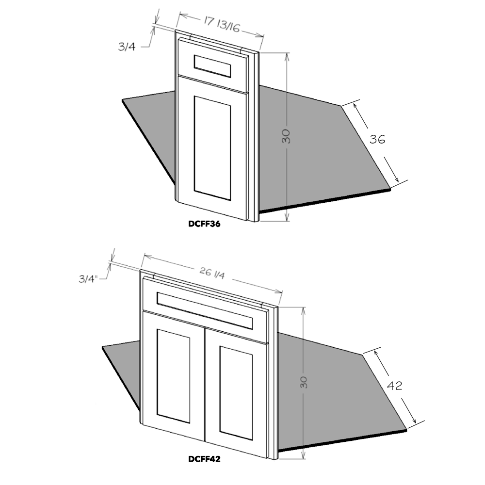 Black Shaker 36" Diagonal Sink Front & Floor Kit