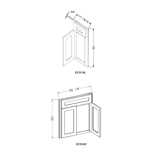 Grey Shaker 42" Diagonal Sink Front