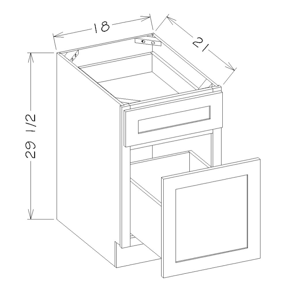 Black Shaker 18" 2-Drawer File Base Cabinet