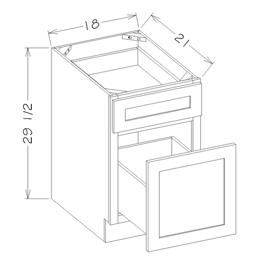 Black Shaker 18" 2-Drawer File Base Cabinet