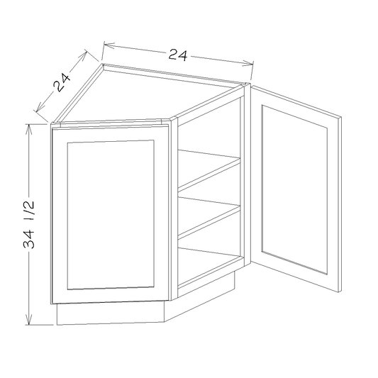 White Shaker 24" Angle Base Cabinet