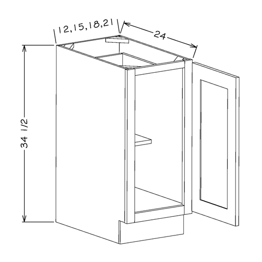 Oxford Toffee 12" Full Height Door Base Cabinet