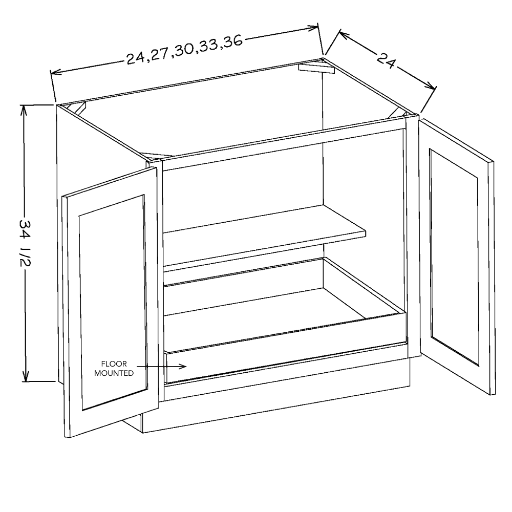 White Slim Shaker 27" Base Cabinet w/ 1 Rollout Shelf