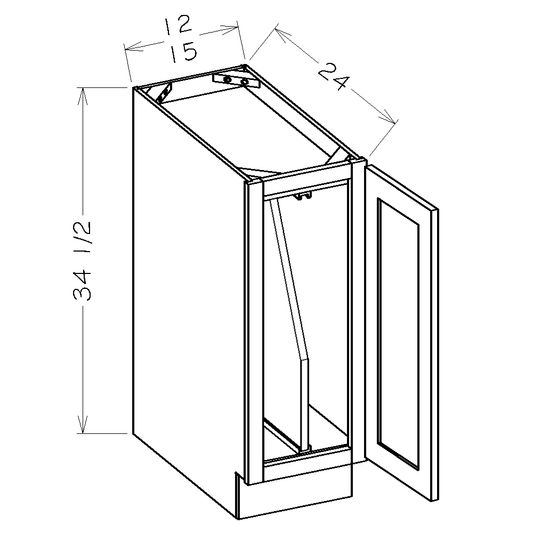 Honey Shaker 18" Full Height Door Base Cabinet w/ Tray Dividers