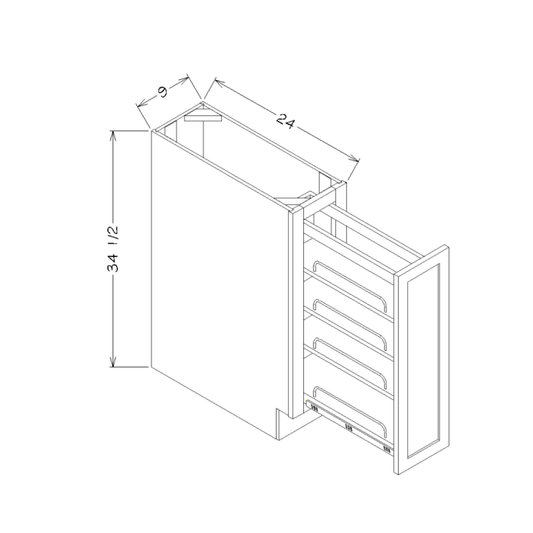 Black Shaker 9" Full Height Door Base Kit w/ Shelf Pullout