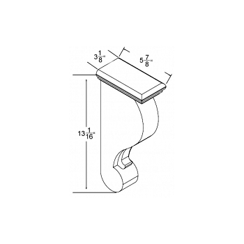 White Shaker 3 1/8"W x 13 1/16"H  Traditional Corbel